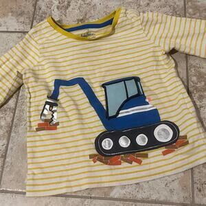 Baby Boden Boys Long Sleeve Top – Construction Yellow & White Stripes – 18–24 Mo